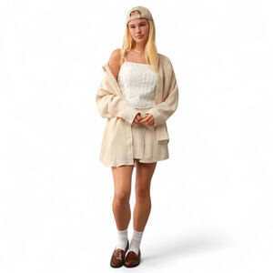 American Eagle Go Big Beach Oversized Button Up Shirt Sz M